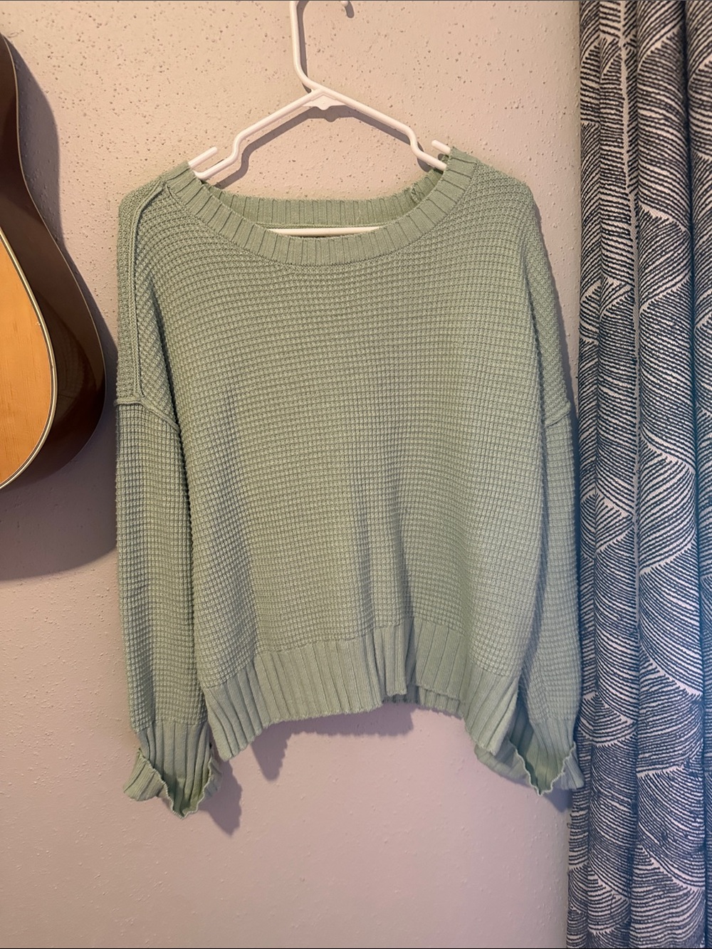 Jessica Simpson Mint Green Waffle Knit Crewneck Sweater